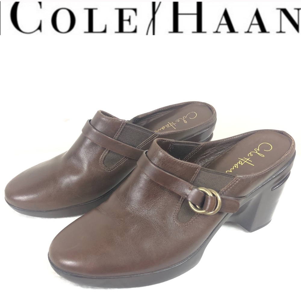 Cole Haan brown buckle slide in clogs size 9B